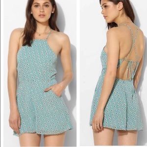Lucca Couture High Square-Neck Chiffon Romper